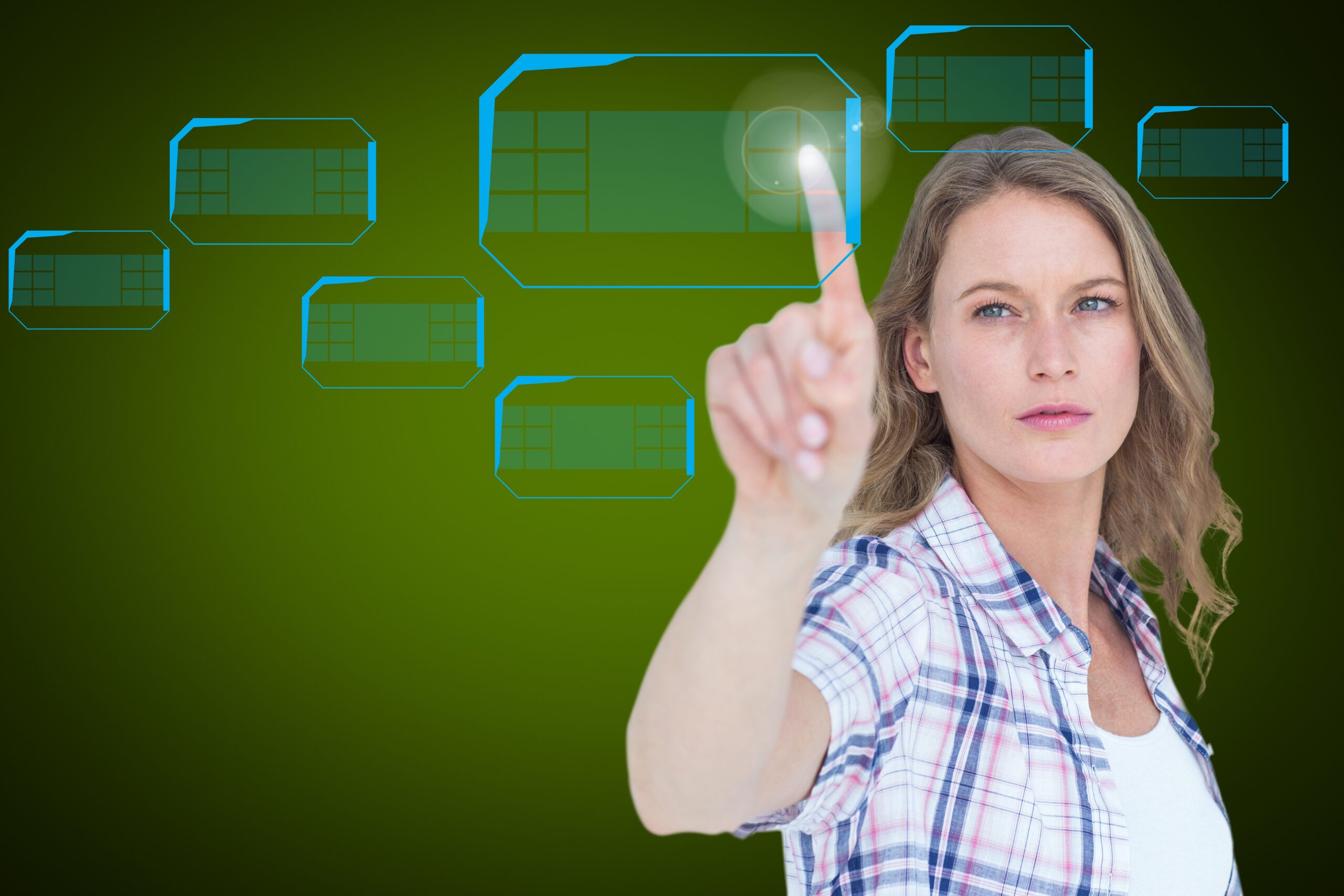blonde-woman-pressing-virtual-screen